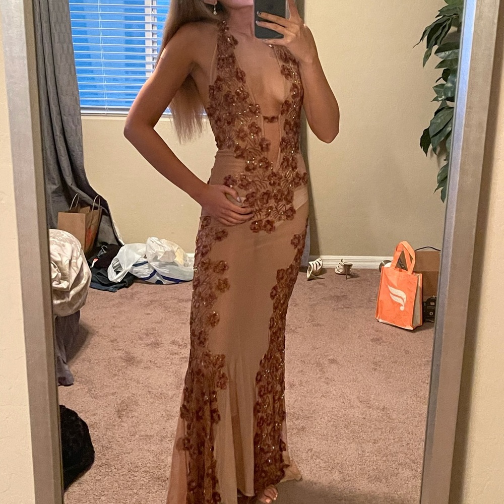 Glamorous tan dress